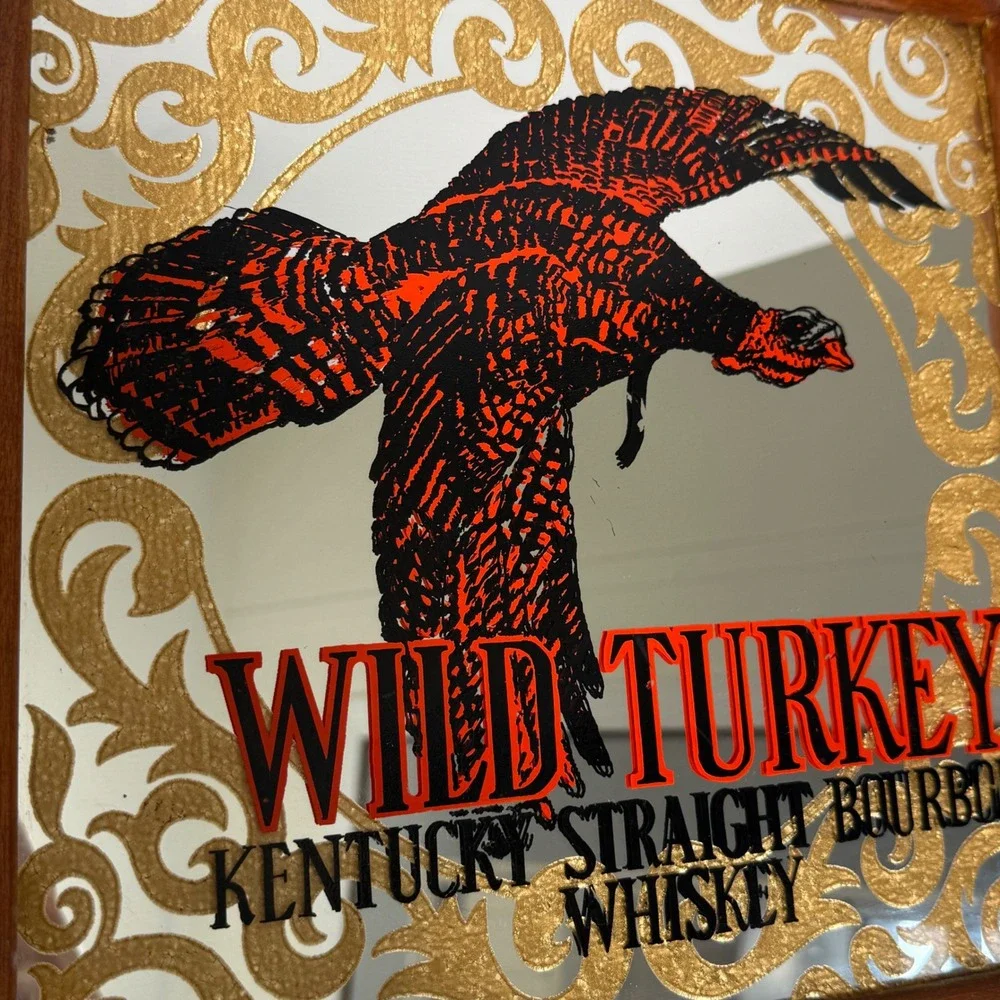 Wild Turkey Mirror Kentucky Bourbon Framed Whiskey Bar Decor 15